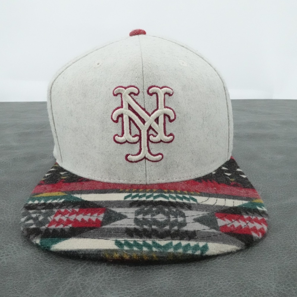 New York Mets Hat Cap Mens Grey Wool Aztec Brim American Needle Adjustable
